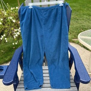 Bedford Fair Lifestyles Blue Corduroy Side Button & Zip Pants No Pockets Size 20